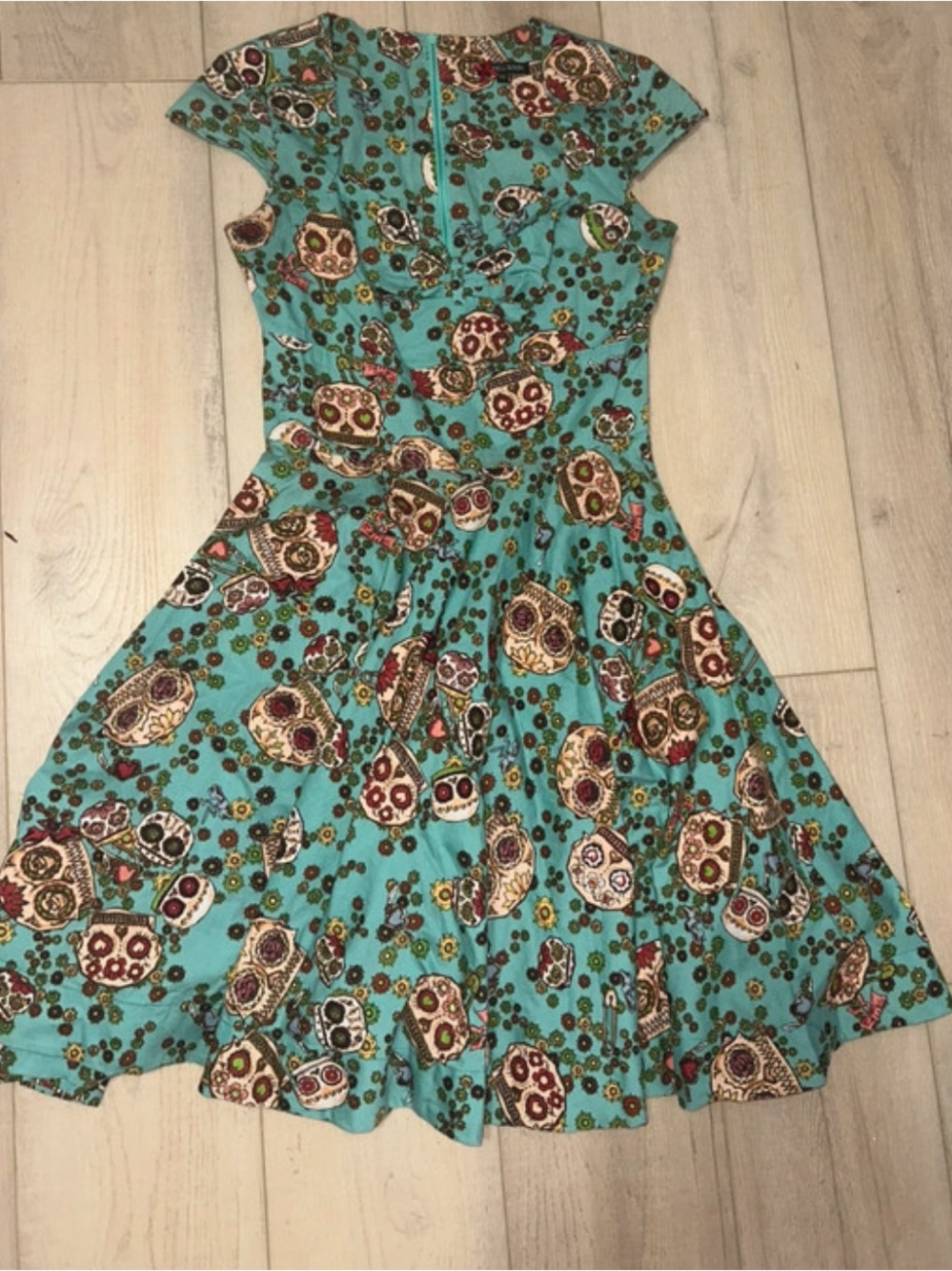 Hell Bunny Turquoise Day of the Dead Fit & Flare Dress
